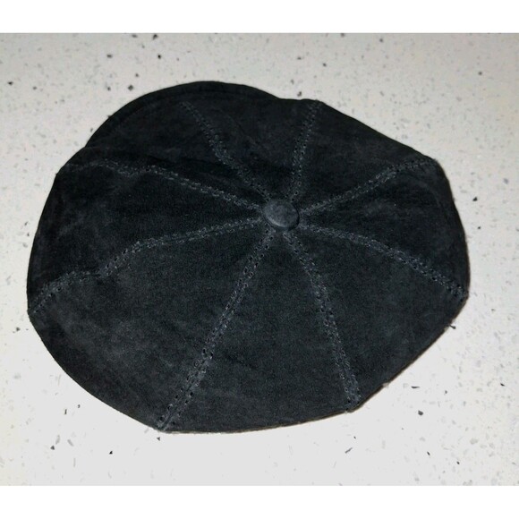 Liz Claiborne Vtg Black Suede Visor Cap Newsboy, Cabbie Hat Y2K - Picture 12 of 12
